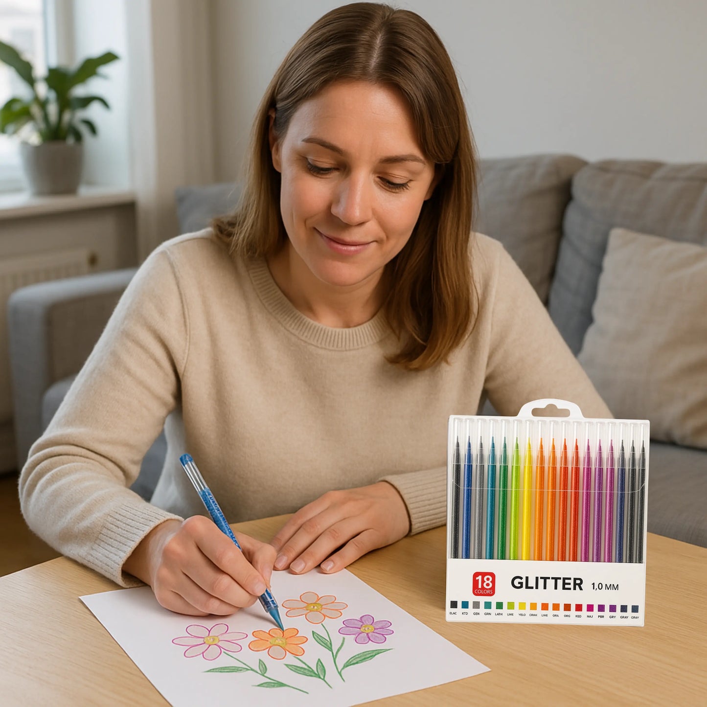 Glitter Gelpennor – 18 färger av ren skaparglädje